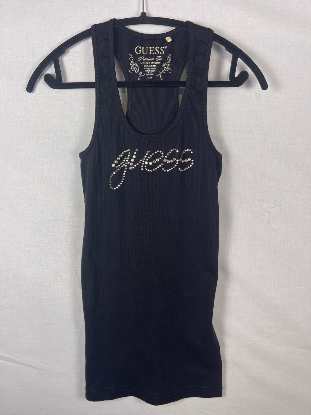 GUESS Black Tank Dress with Gold Studded Logo